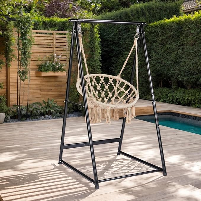 660 LB Capacity Hammock Stand Heavy Duty Steel Chair Stand with Stable Construction Weather-Resistant for Outdoor Patio Garden Balcony(Only Stand)