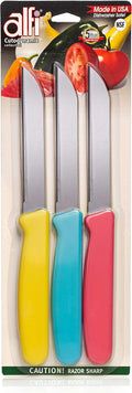 Alfi All-Purpose Knives Aerospace Precision Pointed Tip - Home And Kitchen Supplies - Serrated Steak Knives Set | Made in USA (Pastel Multi-Color)