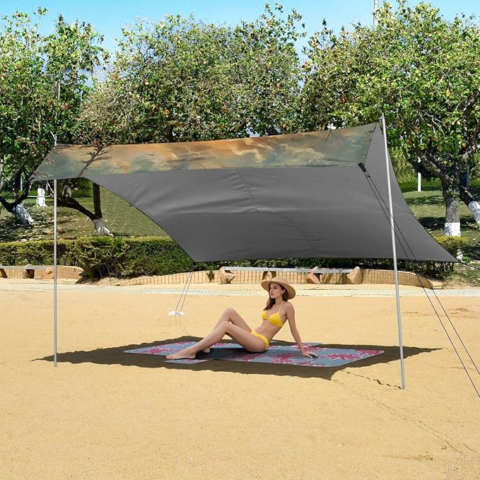 ALAZA Forest Eagles Sunset Beach Tent Sun Shelter Portable Canopy Sunshade for Outdoor Camping Picnics Backyard Fun 10x9 ft
