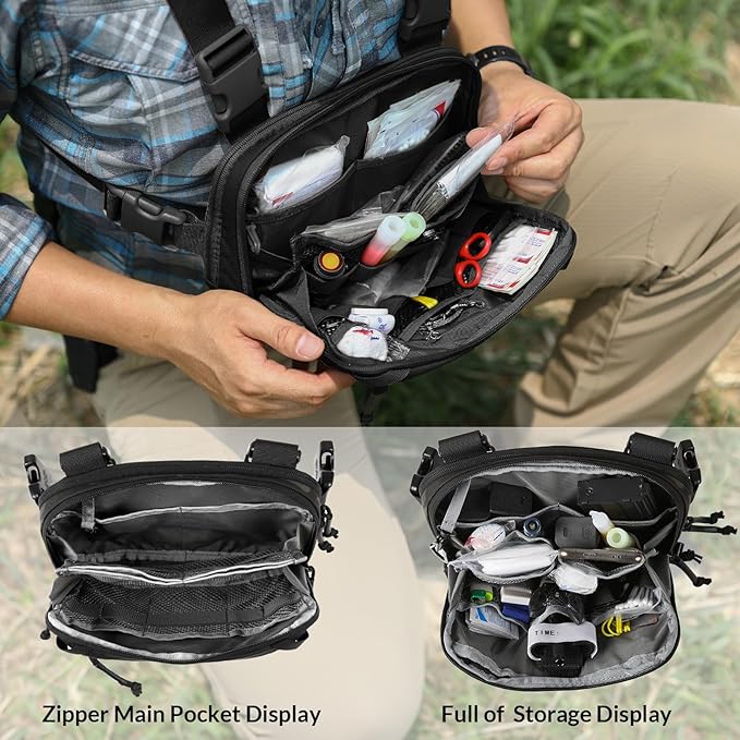 Tactical Chest Pack EDC Chest Bag 2L Utility Molle Chest Rig Pouch with CCW Compartment Adjustable Strap Outdoor