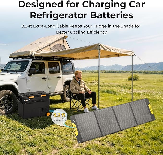 BougeRV 200W Portable Solar Panel Fiberglass Solar Charger Up to 25% Conversion Hight Efficiency N-Type Foldable Solar Panel IP65 Water Resistant for Camping RV Van Boat Hiking &amp Off-Grid