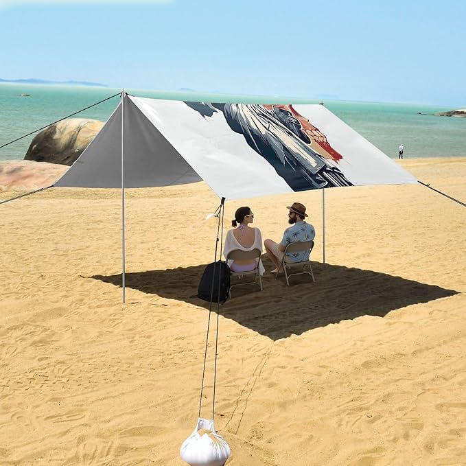 ALAZA Skull USA Flag Statue of Liberty Beach Tent Sun Shelter Portable Canopy Sunshade for Outdoor Camping Picnics Backyard Fun 10x9 ft