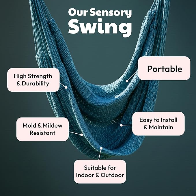 Abby &amp Noah Autism Sensory Swing for Adults &amp Kids | ADHD Indoor &amp Outdoor Swing | Ceiling Hanging Sensory Hammock for Therapy | Holds Up-to 600Lbs | Autism Sensory Products (Large - 80x6