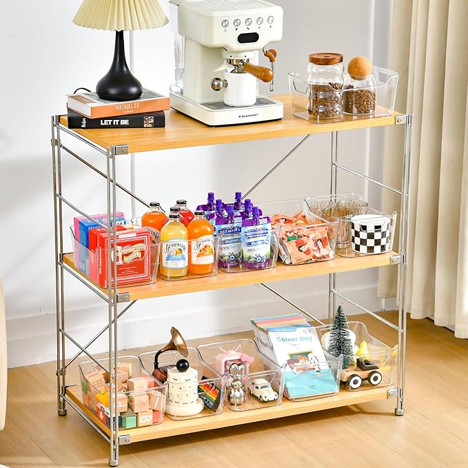 12 Pack Clear Plastic Storage Bins Pantry Organizers and Storage Clear Pantry Organizer Bins Plastic Containers with Handle for KitchenFreezerCabinetClosetBathroom Under Sink Storage