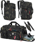 RAINSMORE Gym Bag for Men 45L Sports Travel Duffel Bag with Shoe &amp Laptop Compartment Gym Workout Backpack Carry On Weekender Bag Overnight Backpack for Travel Green Camo