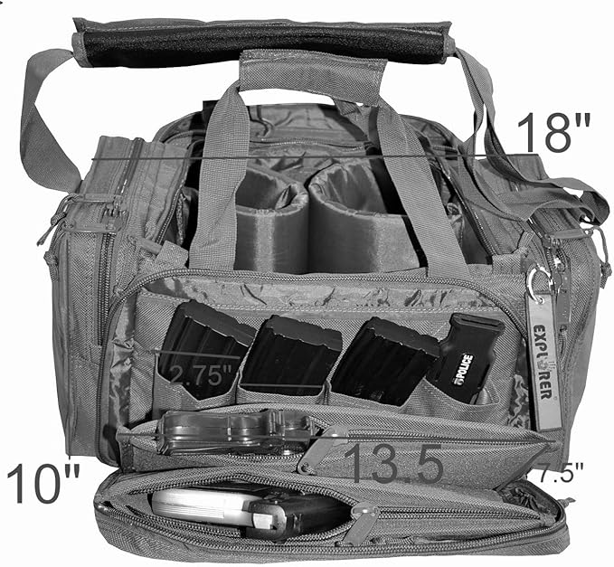 EXPLORER Backpack + Range Bag with Large Padded Deluxe Tactical Divider and 9 Clip Mag Holder - Rangemaster Gear Bag (Brown Tan Range Bag)