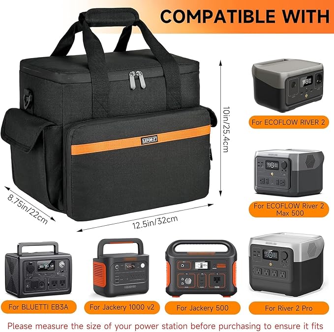 LEFOR·Z Carrying Case Compatible with Jackery Explorer 1000 v2/ECOFLOW River 2/River 2 Max 500/River 2 Pro/BLUETTI Elite 100 V2Portable Power Station Travel Bag for Charging Cable and Accessories