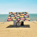 ALAZA Colorful Easter Egg Happy Easter on Black Beach Tent Sun Shelter Portable Canopy Sunshade for Outdoor Camping Picnics Backyard Fun 10x9 ft
