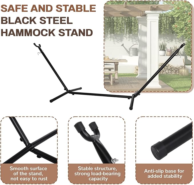 Elevon Hammock Stand Heavy Duty Adjustable Steel Hammock 9-Foot 450-Pound Capacity Weather Resistant and Easy to Assemble