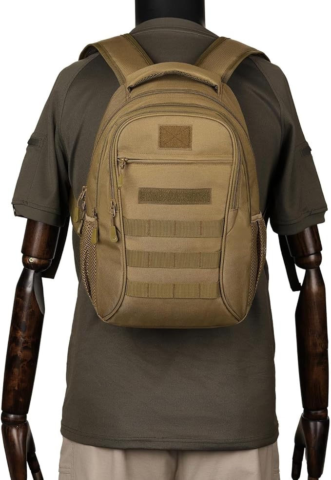 Military Tactical Backpack for Men Mini Daypack Small Tactical Assault Bag for Hunting Camping Trekking(Brown)
