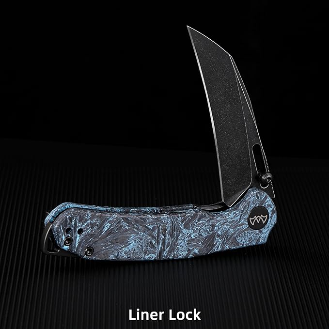 Folding Pocket Knife 3.1 Stonewash Blade EDC Knife with Safety Liner Lock Small Pocket Knife with Clip for Men Sharp Camping Hiking Hunting Survival Knives