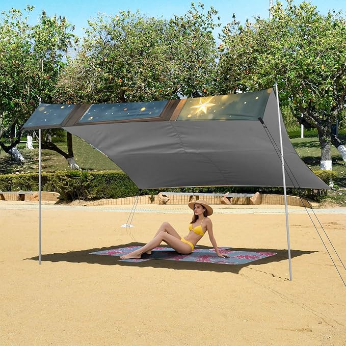 ALAZA Christmas Tree in Front of The Window Beach Tent Sun Shelter Portable Canopy Sunshade for Outdoor Camping Picnics Backyard Fun 10x9 ft