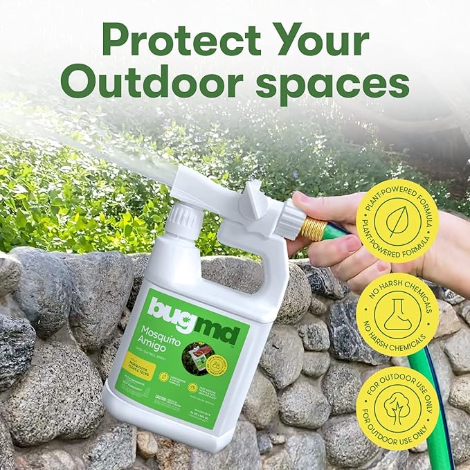 BugMD Mosquito Amigo Ant Killer &amp Bug Spray - Outdoor Roach Cockroach and Spider Killer Fly and Insect Defense Natural Plant-Based Formula Safe with Essential Oils