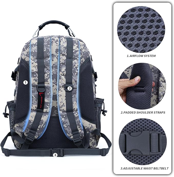 outdoor plus Camo Backpack for BoysWaterproof Army Bookbag with USB Charging Port Camoflauge Teen Boys Backpack for School