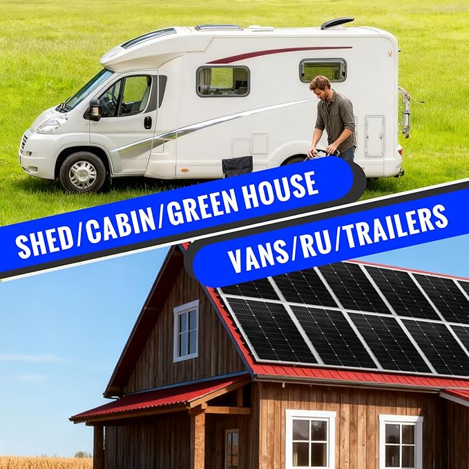 100W Monocrystalline Solar Panel Kit with 30A PWM Controller - 12V/24V High Efficiency Solar Panel for RV Boat Cabin Off-Grid System