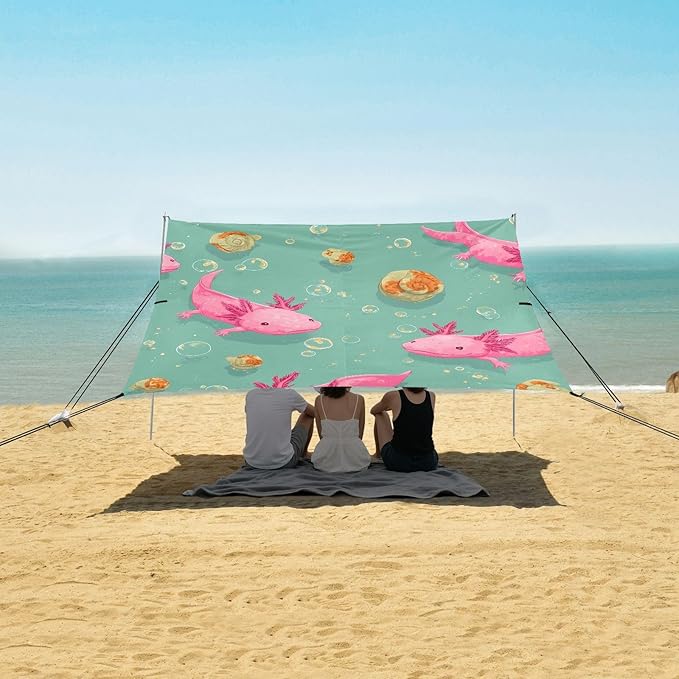 ALAZA Salamander Conch Pattern Beach Tent Sun Shelter Portable Canopy Sunshade for Outdoor Camping Picnics Backyard Fun 10x9 ft