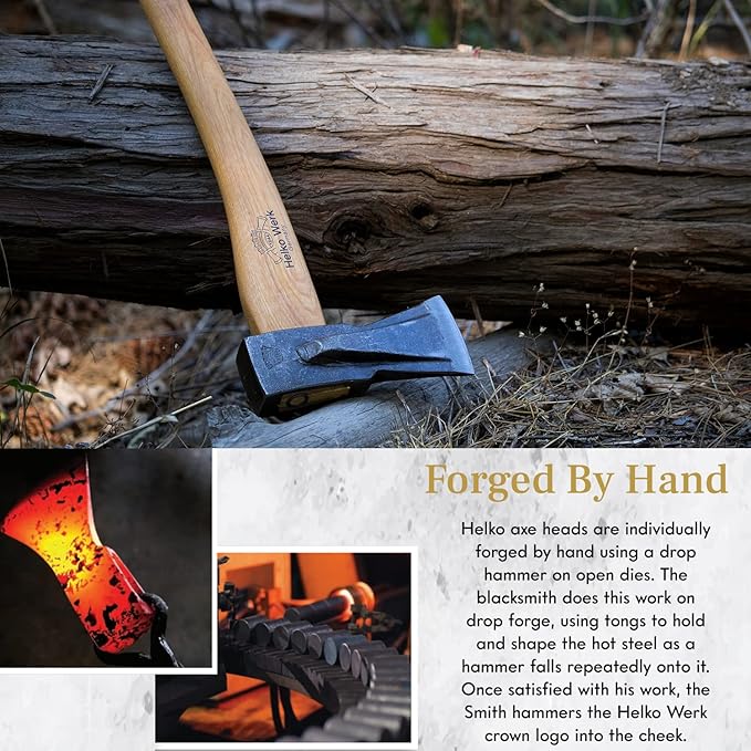 1844 Helko Werk Germany Traditional Spaltaxt - German Splitting Axe Made in Germany Wood Splitter and Wood Splitting Axe Midsize Medium Splitting Axe - Head 4.5 lbs Handle 28 in. (Spaltaxt) #13582