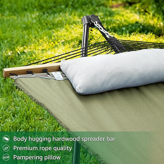 Tranquillo Unity Adjustable Hammock Stand 800 lbs Capacity Steel Double Hammock Stand for 2 Persons Premium Pre-Assembled Stand for Indoor Outdoor Sage