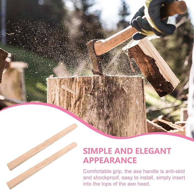 Tofficu Wooden Hatchet Handle Replacement 2-Piece Set Sturdy Flat Design for Camping and Outdoor Use Compatible Standard Hatchets