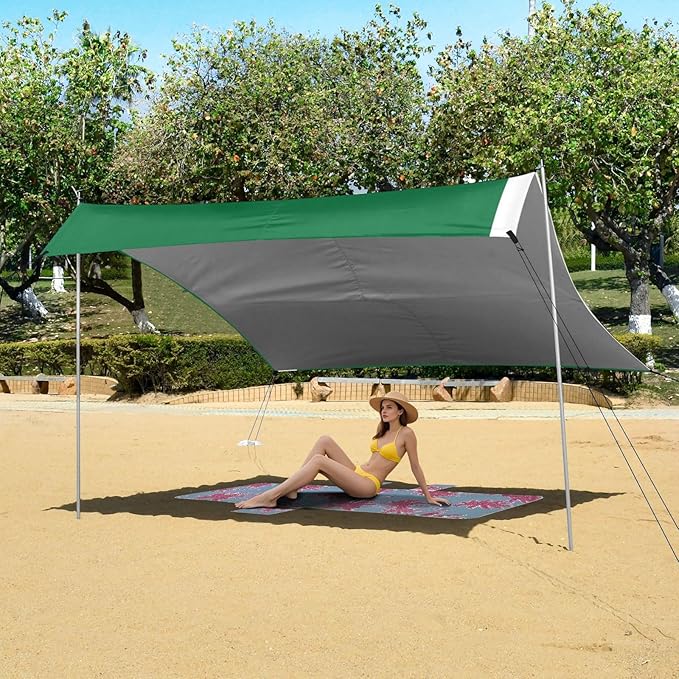 Flag Pakistan Beach Tent UPF50+ Lightweight Large Sun Shelter with Carrying Bag for Backyard and Camping