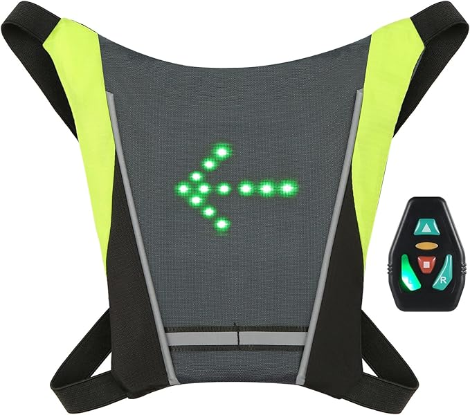 Drfeify LED Backpack Attachment ClampHolder Remote Control LED Backpack with Direction Indicator Safety Light Bag Sports Vest Wireless Controller for Cycle Running Walking Jogging (Grey)