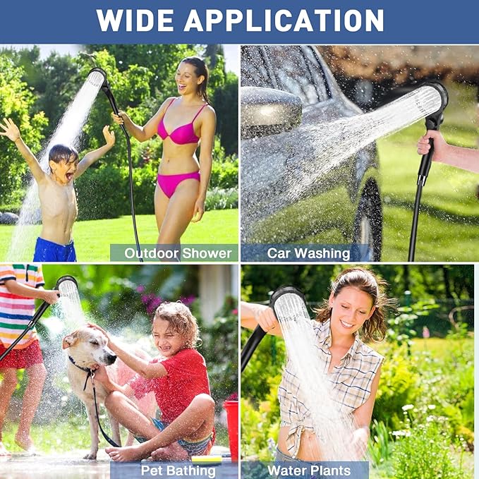 MIAOKE Upgrade Portable Camping Shower 7800mAh Outdoor Electric Shower Rechargeable Pump with Intelligent Digital Display Temperature Display Shower Head for Camping Hiking Traveling