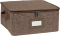 Covermates Keepsakes Zip-Top Storage Box Set 3 Pack Heavy Duty Polyester Organizer Bins Stackable Design ID Window Reinforced Handles Closet Home Storage Brown Heather