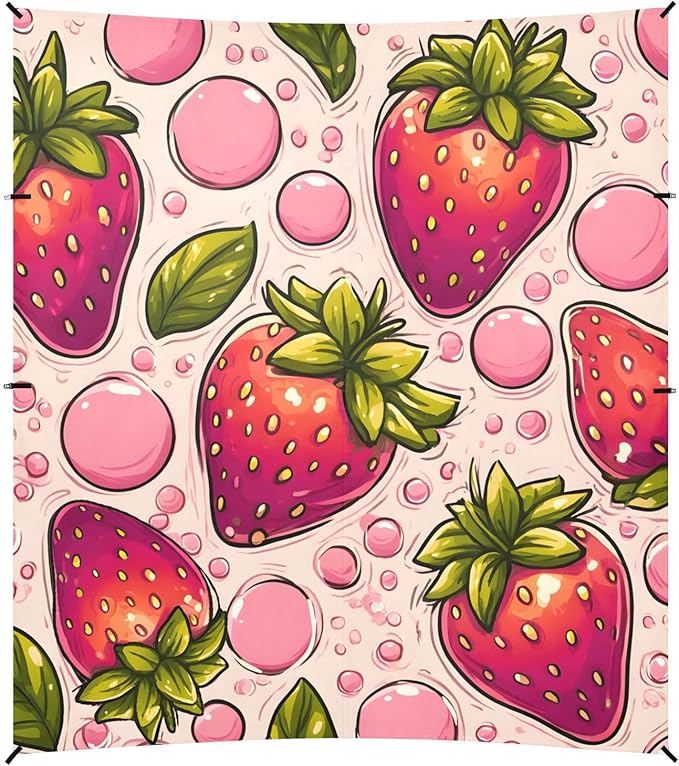 ALAZA Cute Strawberry Pattern Beach Tent Sun Shelter Portable Canopy Sunshade for Outdoor Camping Picnics Backyard Fun 10x9 ft