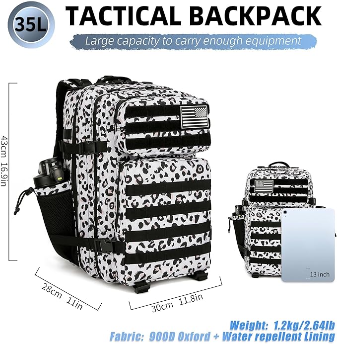 gracedon 35L Military Tactical Backpack with Molle System for Women Men Assault Pack Daypacks for Gym Outdoor Backpacks (Neopard)
