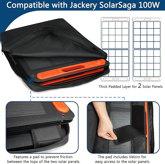 Solar Panel Travel Bag Compatible with 2 Jackery 100W / 200W Padded Portable Solar Panel Storage Bag Compatible with Jackery SolarSaga 100W 100X 200W (100W | 27×23×6)