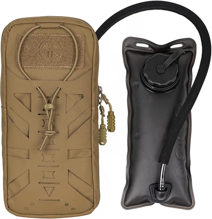 Tactical Hydration Pouch with Inner Bladder for 1L Water Bag Laser Cut MOLLE Hydration Pouch for Hiking Biking Running and Climbin 500D Nylon
