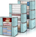 Budding Joy 90L Large Storage Bags 8 Pack Clothes Storage Bins Foldable Closet Organizer Storage Containers with Durable Handles Storage and Organization Blanket Pillows and Toys (Blue)