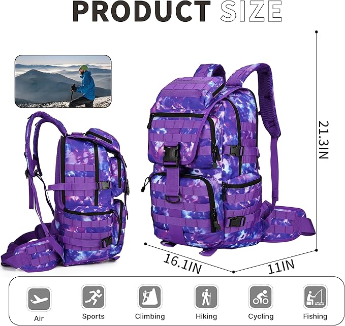 50L Military Tactical Backpack Hiking Waterproof Backpack Large Military Pack 3 Day Assault Pack Molle Bag Rucksack