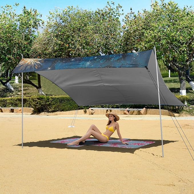 ALAZA Eagles Head Starry Beach Tent Sun Shelter Portable Canopy Sunshade for Outdoor Camping Picnics Backyard Fun 10x9 ft
