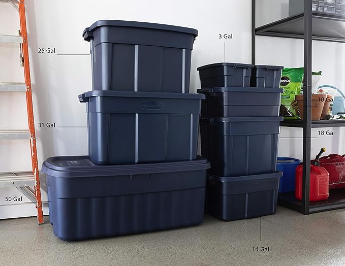 Rubbermaid 50 Gallon Roughneck️ Storage Tote Durable Reusable Plastic Storage Bin
