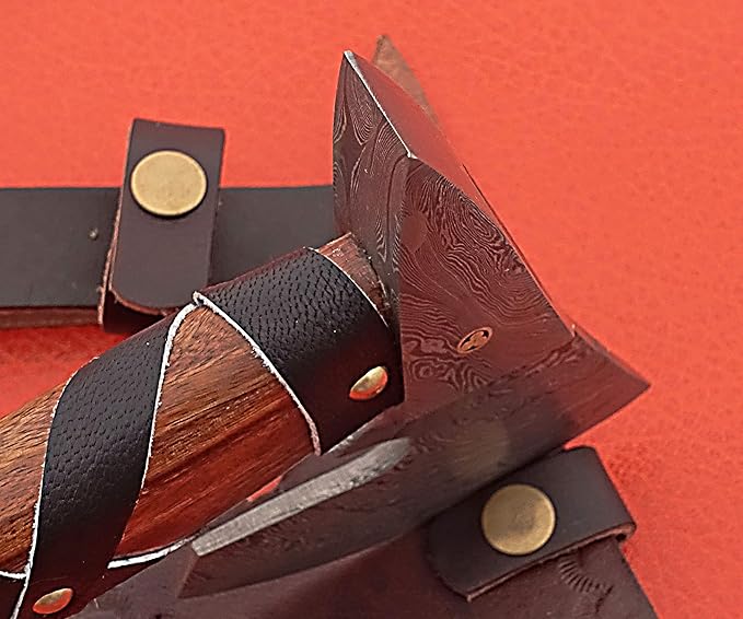 Smart &amp Sharp Hand Forge Custom Made Hatchet Axe Hand Made Damascus Steel Blade/Best Gift/Gift for him SS-17346(Rose Wood) (Rose Wood)