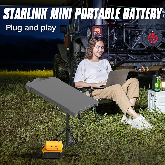 Deckit Starlink Mini Battery Adapter Kit Compatible with DeWalt 20V MAX Portable Off-Grid Power Supply w/Switch Low Voltage Protection Multi-Port Cable &amp Bag