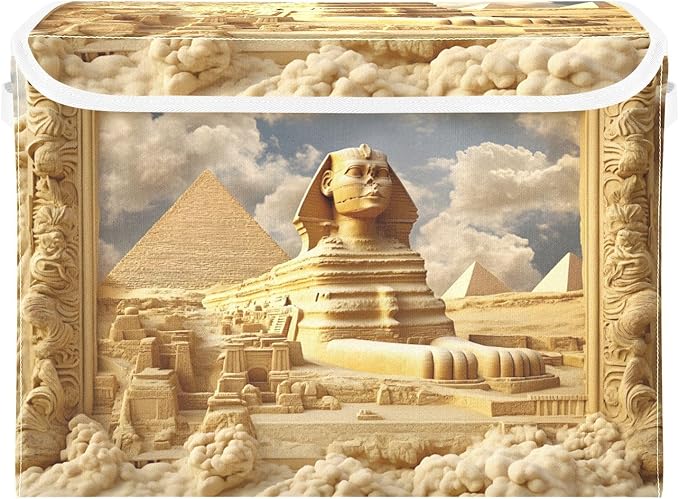 Storage Cube with Lid Egypt Landscape Print 16.5×12.6×11.8 IN Collapsible Large Capacity Foldable Storage Basket Bin Organizer
