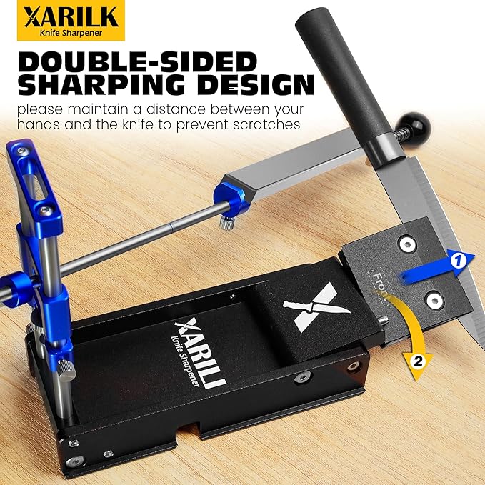 Foldable Portable Knife Sharpening System Adjustable Knife Sharpener Kit with 3 PCS Aluminum Plates Diamonds (320# 800# 2000#) Blade Flips Without Removal for Hunting Kitchen Knives