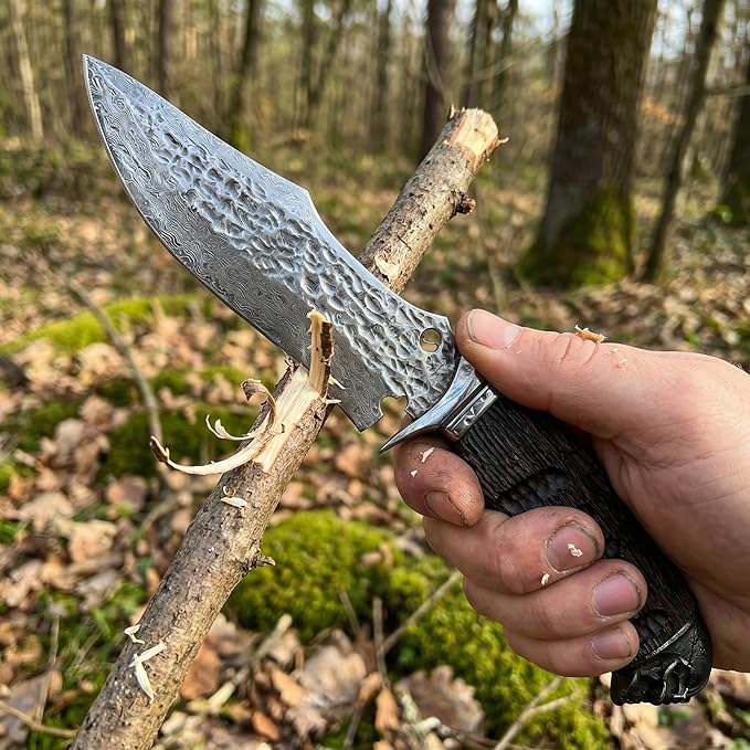 12.7 Mirror Polished Fixed Blade Survival Knife with Genuine Leather Sheath - High Hardness Stainless Steel Outdoor Knife - Artisan Resin Handle Utility Tool for Camping Hiking &amp Bushcraft