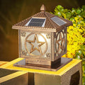 SLAWA Outdoor Solar Post Cap Light 9.8In Bronze Column Lights Square Waterproof Landscape Lighting with Remote Pillar Lamps Fence Deck Cap Light Solar Power Lantern Porch Mailbox Lawn Porch Fixture