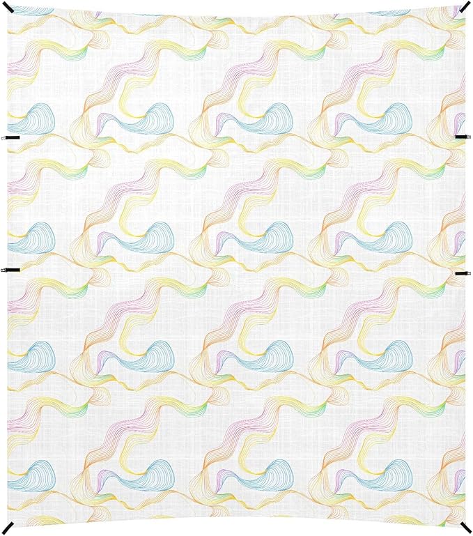 ALAZA Rainbow Color Wave Stripe Beach Tent Sun Shelter UPF50+ Protection Beach Shade Canopy w/ 4 Sandbags for Outdoor Camping Fishing Backyard Fun Picnic 10x9 ft