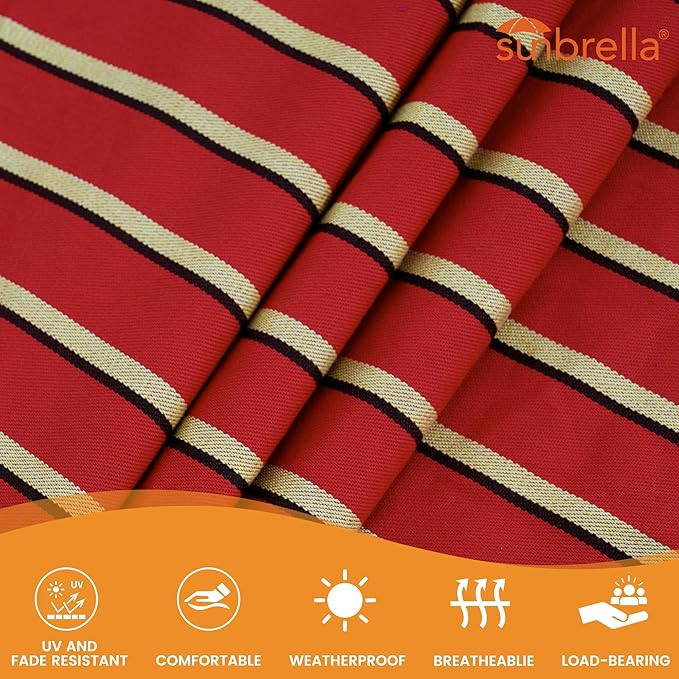 Lazy Daze Hammocks 12 FT Sunbrella Fabric Hammock not Fading with Spreader Bars and Free Pillow Fits for 2 Persons All Weather and Fade Resistant for Patio Yard 450 lbs Capacity Harwood Crimson