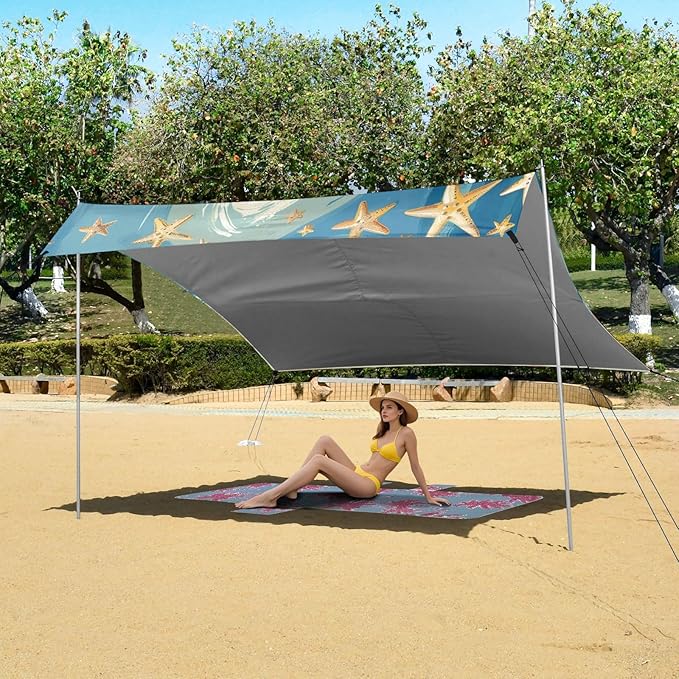 ALAZA Pig Stars Beach Beach Tent Sun Shelter Portable Canopy Sunshade for Outdoor Camping Picnics Backyard Fun 10x9 ft
