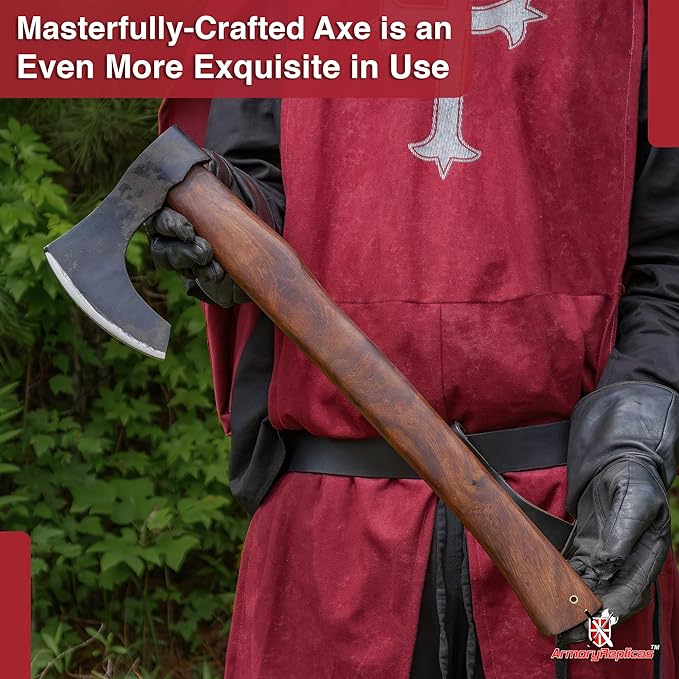 Armory Replicas™ Viking Bearded Battle Axe – Hand Forged Iron Steel Blade with Rustic Finish &amp Sheesham Wood Handle 20.75