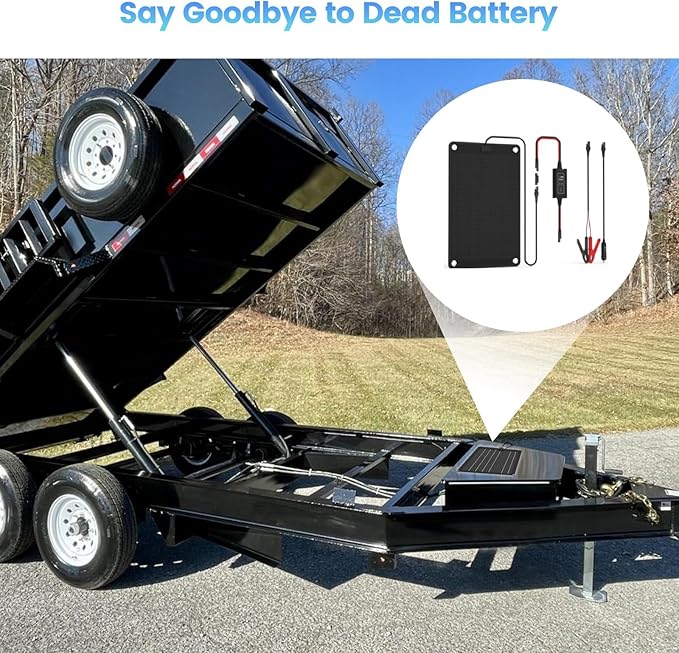 Solar Battery Charger MaintainerDump Trailer Battery Charger Battery MaintainerTrailer Charger 10W Solar Panel Kit MPPT Charge Controller for 12V /24V Gel AGM Lead-Acid LiFePO4