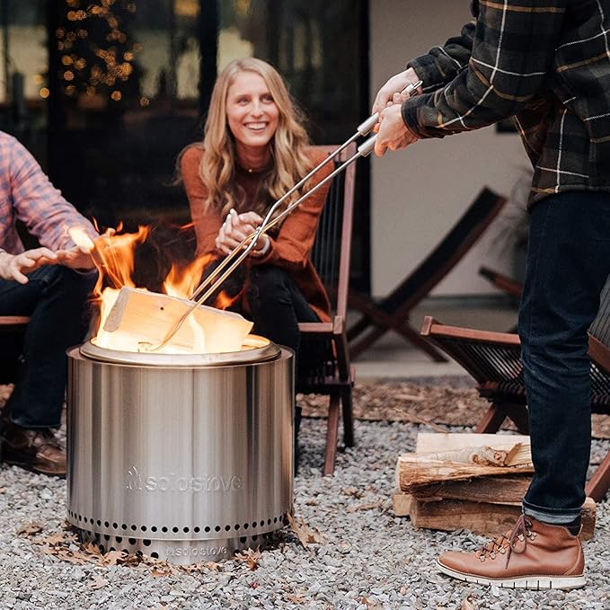 Solo Stove Fire Pit Tools – 2-Piece Set Includes 36.5 Fire Pit Poker and 32 Wood Tongs – Stainless Steel Grabber Tools for Outdoor Campfires Bonfires and Fire Pit Accessories