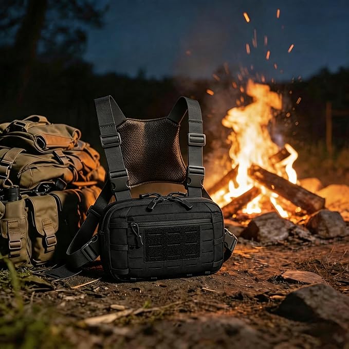 Tactical Chest Pack EDC Chest Bag Utility Molle Chest Rig Pouch with CCW Compartment Adjustable Strap Admin Pouch