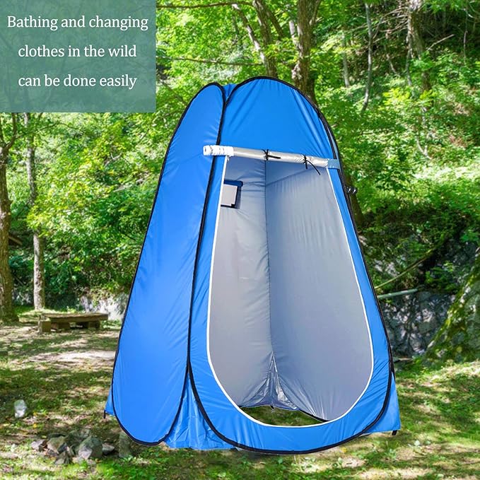 LEVORYEOU Privacy Pop Up Tent Portable Toilet for CampingFishing Tent Outdoor Shower Enclosure Tent Privacy Changing Beach Tent Rain Shelter with Window – Easy Set Up with Carry Bag (Blue)