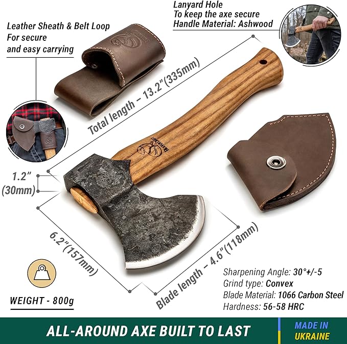 BeaverCraft BSH4F Bushcraft Knife AX3 Camping Hatchet Axe Tool Wood Splitting Axe